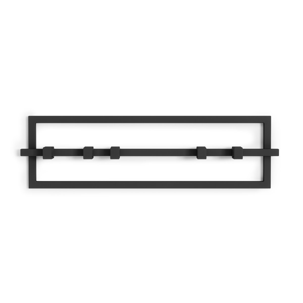 Umbra Cubiko Wall-Mounted Steel Coat Rack with 5 Adjustable Hooks, Black